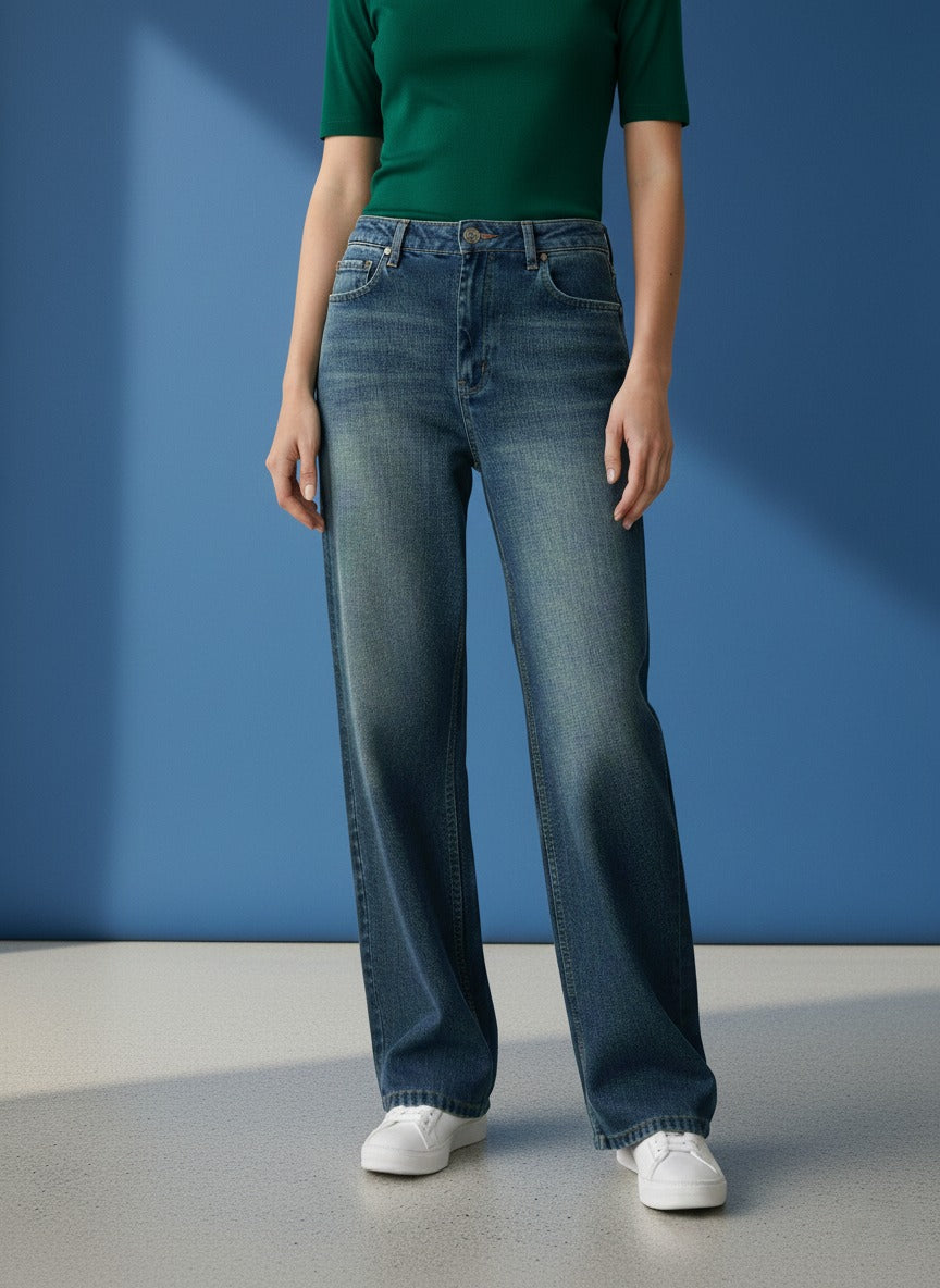 Light Blue Wide Leg Jeans for Women