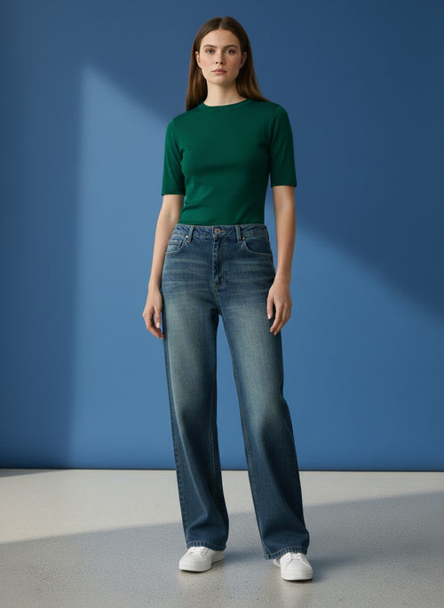 Light Blue Wide Leg Jeans for Women