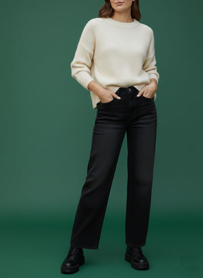 Black Straight Fit Jeans for Women