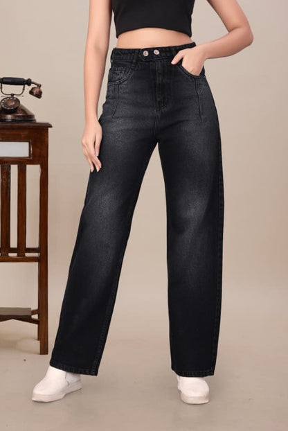 High Rise Straight Leg Denim Jeans